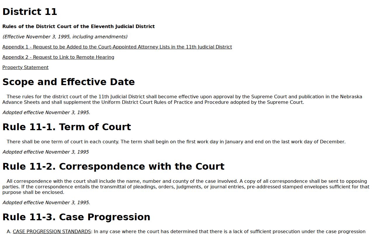 Logan County court schedule District 11 remote hearing rules
