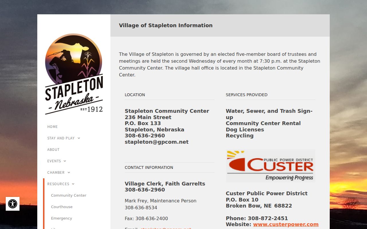 Stapleton court records follow-up image of village office information