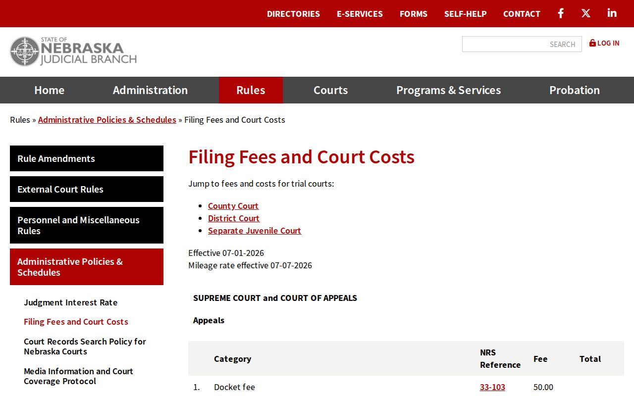 Logan County civil court docket current court fee schedule