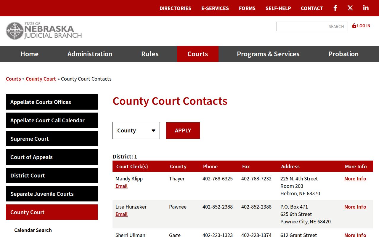 Logan County court docket county-court contact listing